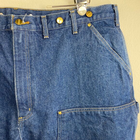 Carhartt Carpenter Dugaree Jeans 44X30 Suspender Buttons Double Knee Cotton - Picture 4 of 15